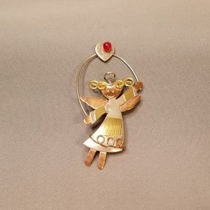 Cute Mixed Metal Girl Angel Brooch